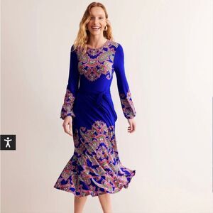 NWOT Boden Blue and Pink Paisley long sleeve Maxi Dress STUNNING orig $189